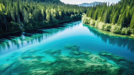 Blue Pond: Vibrant Turquoise Waters in Hokkaido Japanの素材