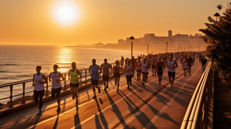 Sea Breeze and Sunrise on Vibrant Coastal Promenadeの素材
