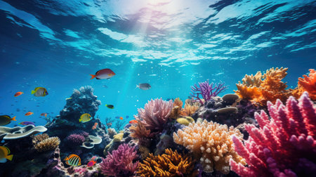 Colorful Marine Life in Vibrant Coral Reefの素材