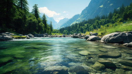 Crystal-Clear River in Unspoiled Natureの素材