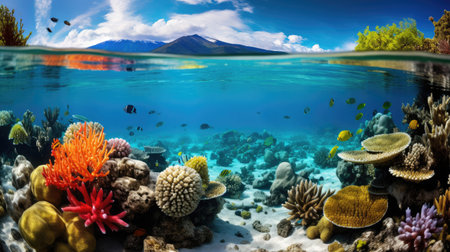 Protecting Marine Ecosystems: Vibrant Coral Reef Sceneの素材