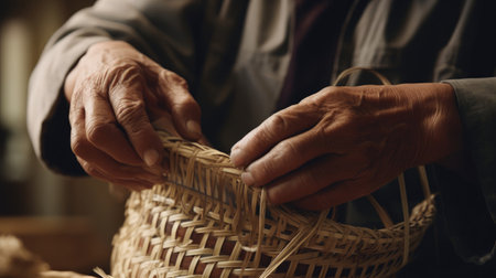 Crafting Traditional Basket: Skilled Japanese Artisanの素材