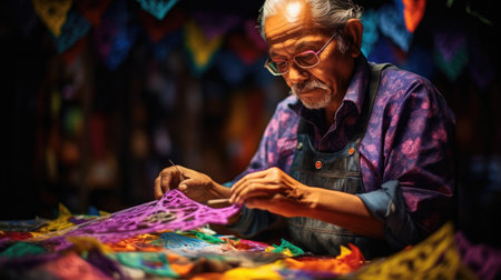 Intricate Papel Picado: Mexican Artisan's Colorful Craftの素材
