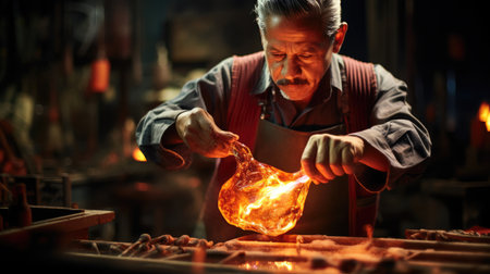 Expert Mexican Glassblower Crafting Delicate Sculpturesの素材