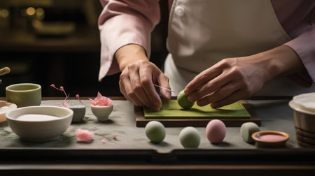 Expert Japanese Wagashi Maker Crafting Seasonal Treatsの素材