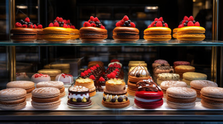 Artisanal French Patisserie: Ãclairs Macarons Tarts with Fruitsの素材
