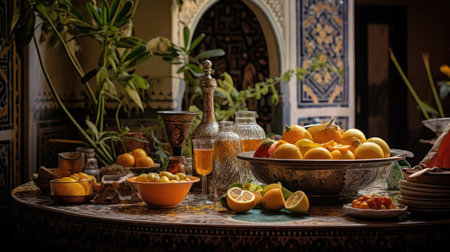 Preserved Lemons and Saffron Aromas in Moroccan Riadの素材