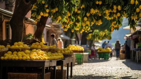 Italian Lemon Grove with Crates of Limoncello and Lemon-Infused Pastriesの素材