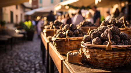 Enchanting Italian Truffle Market with White and Black Trufflesの素材