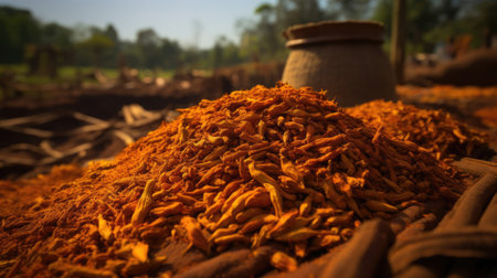 Rustic Indian Spice Plantation with Fields of Turmeric and Cardamomの素材
