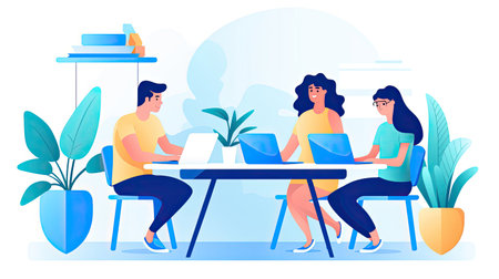A landing page image for a remote work productivity guide. Illustrates individuals thriving in their home officesの素材