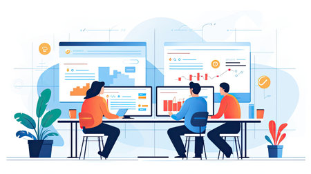 A website header image for a UX/UI design sprint. Illustrates designers creating user-friendly interfacesの素材
