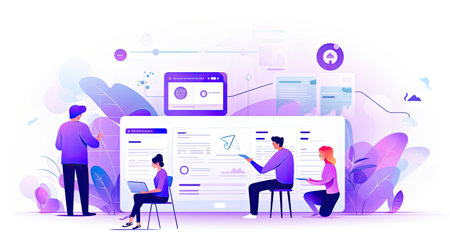 UX/UI Designers Creating Interfaces Wireframes User Experience Purple Theme UX/UI Green Accentsの素材