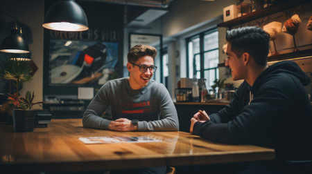 A grateful entrepreneur seeking guidance from a business advisor for their startup.の素材