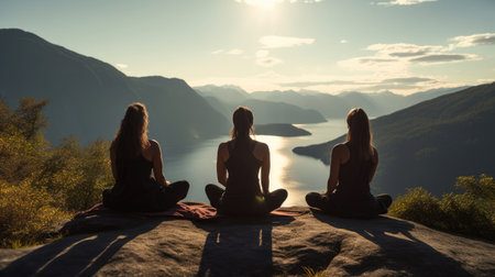 Harmonious mountaintop yoga: unity in diversityの素材