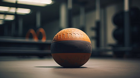 Medicine ball rebounder in an empty gymの素材