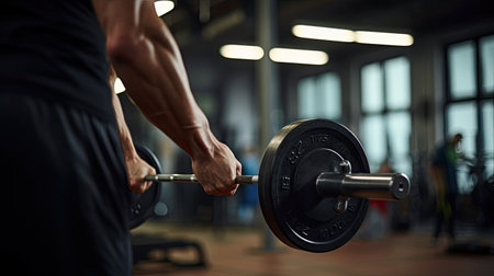 Hexagonal barbell for farmer's walks showcasing grip strengthの素材