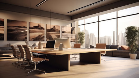 Contemporary office with ample workspace.の素材