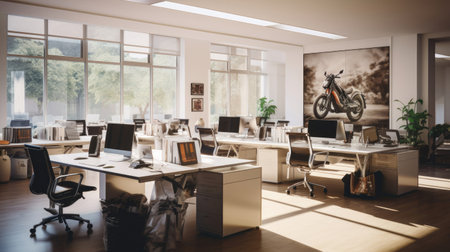 Contemporary office with spacious workstations.の素材