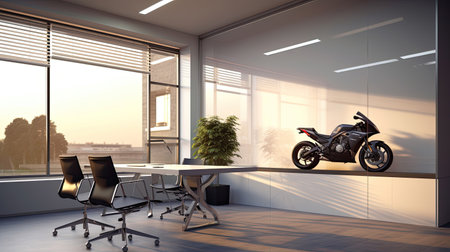 Serene office with minimalist design.の素材