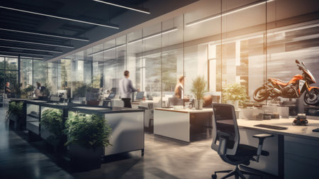 Bustling office with dynamic productivity.の素材