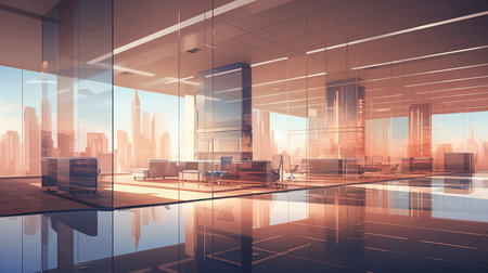 Dynamic office space with abstract elegance.の素材