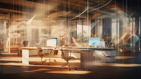 Elegant abstraction of an office setting with a motocycling touch.の素材