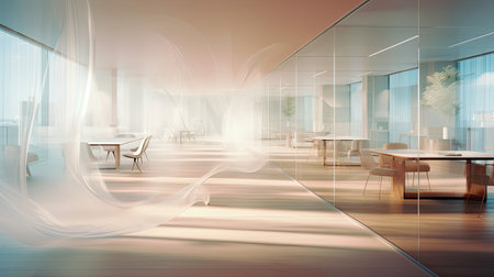 Sleek office environment with a touch of motocycling-inspired influence.の素材