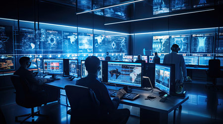 Cybersecurity company's command center.の素材