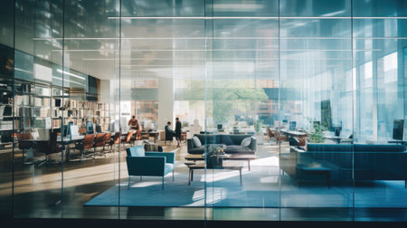 Consulting firm's office translucent glass sleek meeting rooms collaborative spaces and a sophisticated libraryの素材
