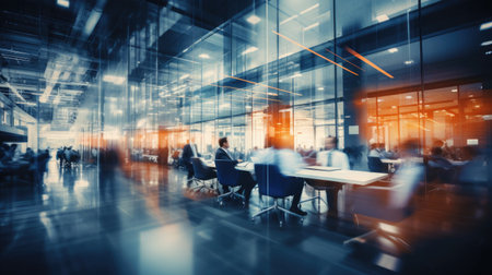 Heavily blurred office image ideal background for tech or business websitesの素材