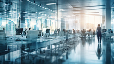 Heavily blurred office image excellent background choice for technology or businessの素材
