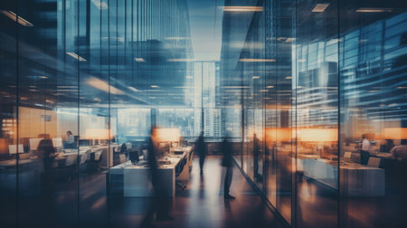 Deliberately unrecognizable office photo ideal for tech or business websitesの素材