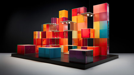 Contemporary modular podium with dynamic mosaic wall.の素材