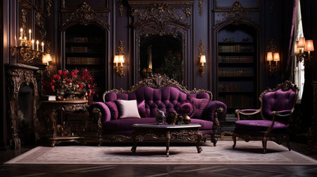 Rococo-style podium with ornate carvings and gilded accents.の素材