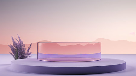 Simple acrylic podium calming lavender.の素材