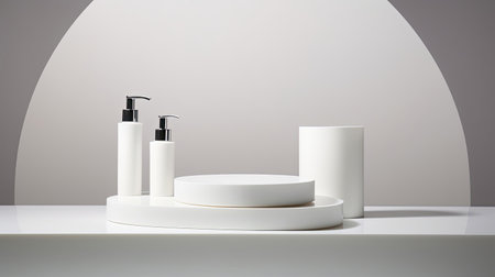 Elegant white porcelain podium.の素材