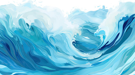 Vibrant ocean waves backdrop. Energetic playful design for pool parties or beach themes.の素材