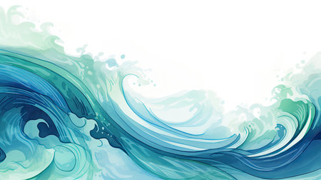 Cheerful emerald green ocean waves dynamic web mobile bannerの素材