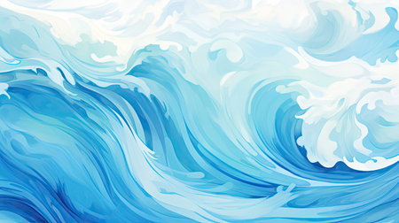 Lively indigo and teal ocean waves ideal for dynamic mobileの素材