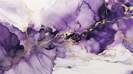 Marbled ink texture with amethyst petals silver veinsの素材