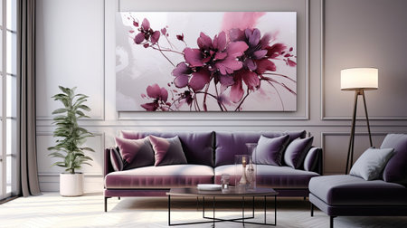 Ruby ink with silver accents lavender flowersの素材