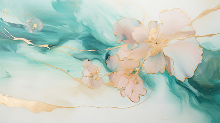 Jade canvas with golden linesの素材