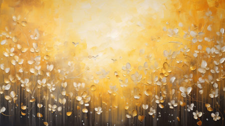 Radiant abstract oil acrylic painting illustration of luminous fireflies palette knife on canvasの素材