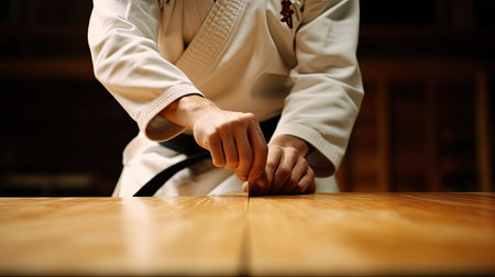 Karate black belt's board-breakingの素材