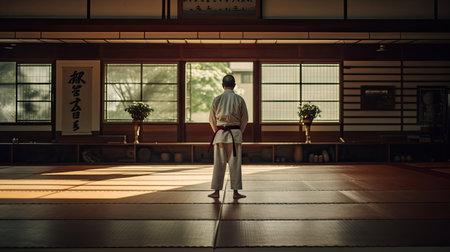 Karateka sensei's traditional bowの素材