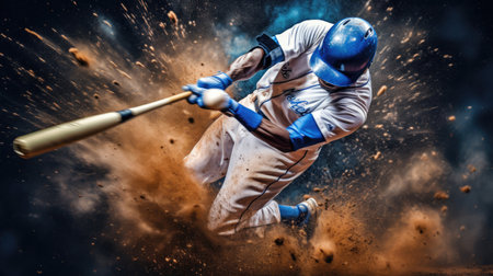 Kinetic energy as batter connects with a pitchの素材