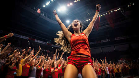 Player's victory celebration bright colors teamworkの素材