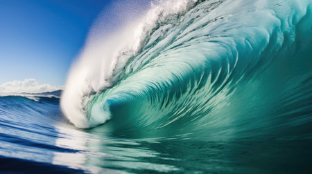 Surfer executing a precise bottom turn vibrant surfboard contrasting foamの素材