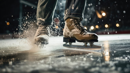 Skater's skates captured during a skilled move emphasizing precisionの素材
